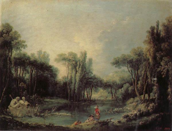 Francois Boucher Landscape with a Pond Sweden oil painting art